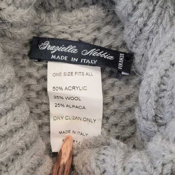 Italian Alpaca Wool Fringe Poncho - Picture 4 of 8